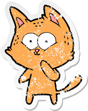 Bir insan tarafından çizilmiş bir çizgi film kedisinin sıkıntılı çıkartması.