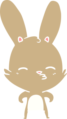 Bir insan tarafından çizilmiş tuhaf düz renkli tavşan.