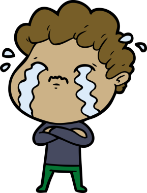 Bir insan tarafından çizilmiş ağlayan çizgi film adamı.