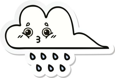 Bir insan tarafından çizilmiş şirin bir yağmur bulutunun çıkartması.
