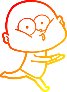 Bir insan tarafından çizilmiş kel bir adamın sıcak çizgi çizimi.