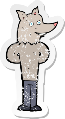 Bir insan tarafından çizilmiş bir kurt adamın gerilimli çıkartması.