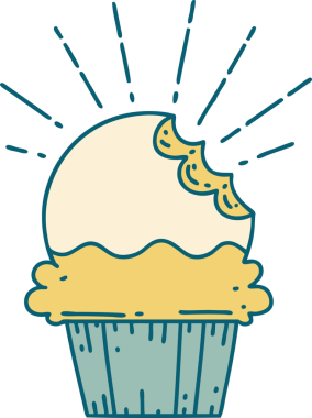 Bir insan tarafından çizilmiş, geleneksel dövme şeklindeki kekin resmi.