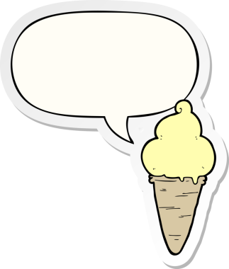 Bir insan tarafından çizilmiş konuşma balonu çıkartmalı karikatür dondurması.