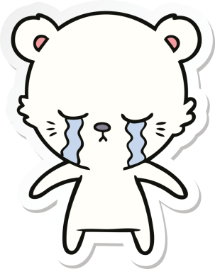 Bir insan tarafından çizilmiş ağlayan bir kutup ayısının çıkartması.