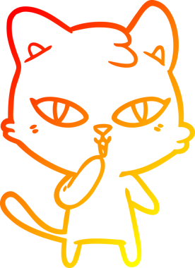 Bir insan tarafından çizilmiş çizgi film kedisinin sıcak çizgi çizimi