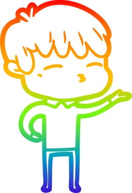 Gökkuşağı gradyanı çizimi Bir insan tarafından çizilmiş meraklı bir çocuk