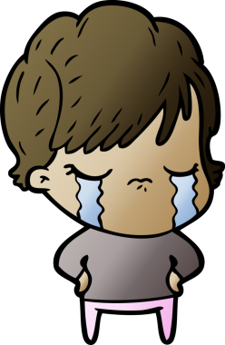 Bir insan tarafından çizilmiş ağlayan çizgi film kadını.