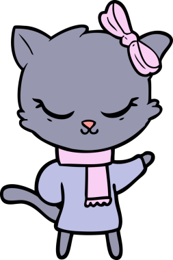Bir insan tarafından çizilmiş sevimli çizgi film kedisi.