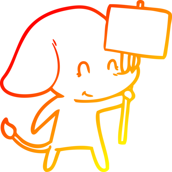 Bir insan tarafından çizilmiş tabelası olan sevimli bir fil çizimi.