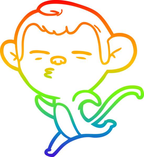 Gökkuşağı gradyan çizgi çizimi Bir insan tarafından çizilmiş şüpheli maymun