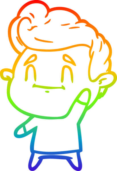 gökkuşağı gradyanı çizimi bir insan tarafından çizilmiş mutlu bir çizgi film adamı