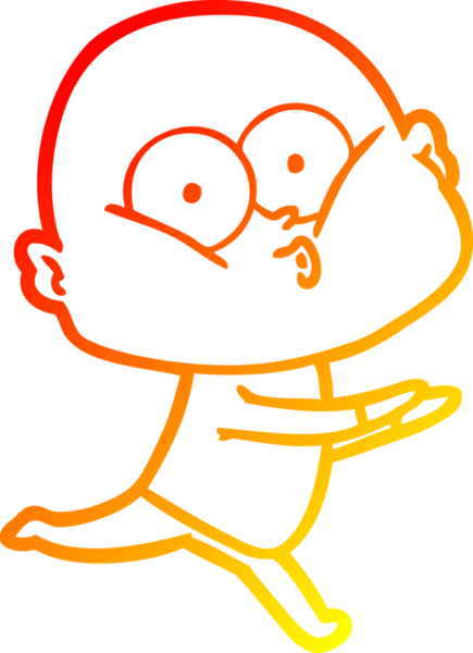 Bir insan tarafından çizilmiş kel bir adamın sıcak çizgi çizimi.