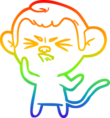 Gökkuşağı gradyan çizgi çizimi bir insan tarafından çizilmiş sinir bozucu bir maymun