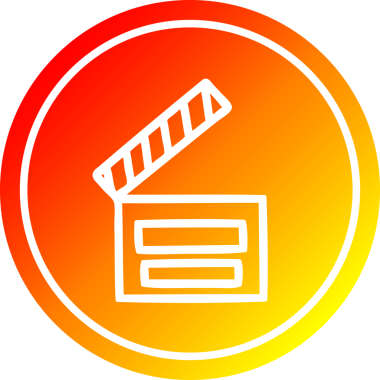 bir insan tarafından çizilen sıcak gradyan bitiş ile film alkış tahtası dairesel simgesi