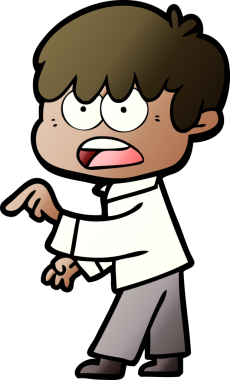 Bir insan tarafından çizilmiş endişeli çizgi film çocuğu.