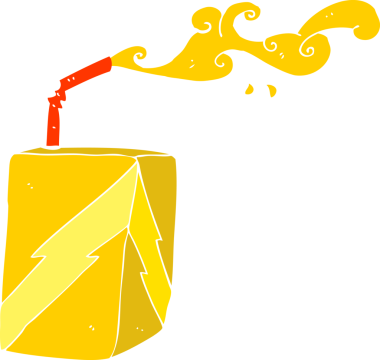 Bir insan tarafından çizilmiş meyve suyu kutusunun düz renk çizimi