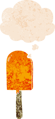 Düşünce baloncuklu çizgi film lolipopu grunge sıkıntılı retro desenli bir insan tarafından çizilmiş