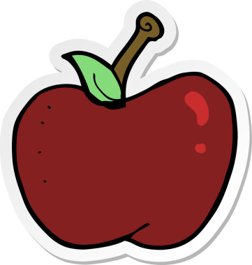 Bir insan tarafından çizilmiş çizgi film elmasının çıkartması.