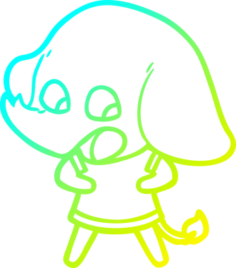 Bir insan tarafından çizilmiş şirin bir filin soğuk gradyan çizgisi