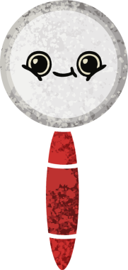 Bir insan tarafından çizilmiş bir büyüteçin retro çizim tarzı karikatürü