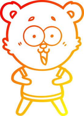 Bir insan tarafından çizilmiş gülen oyuncak ayının sıcak çizgi çizimi.