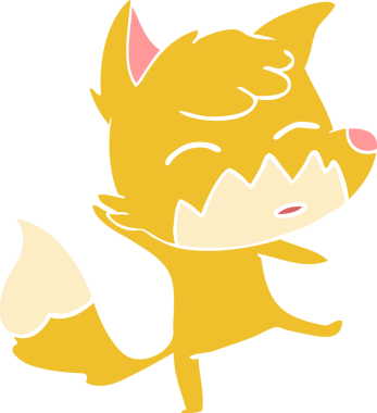 Bir insan tarafından çizilmiş düz renk çizgi film tilkisi