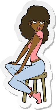 Bir insan tarafından çizilmiş karikatür kadın çıkartması.