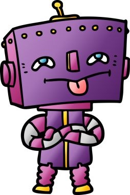 Bir insan tarafından çizilmiş çizgi film robotu