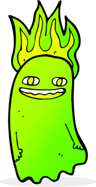 Bir insan tarafından çizilmiş komik çizgi film hayaleti.