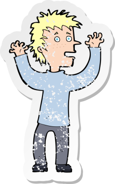 Bir insan tarafından çizilmiş heyecanlı bir çizgi filmin gerilimli çıkartması.