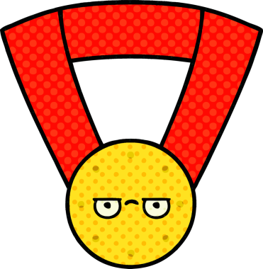 Bir insan tarafından çizilmiş altın madalyanın karikatürü.