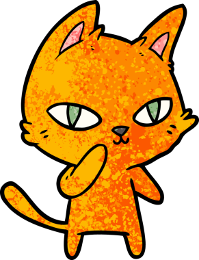 Bir insan tarafından çizilmiş çizgi film kedisi.