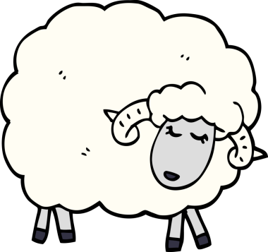 Bir insan tarafından çizilmiş boynuzlu karalama koyunu.