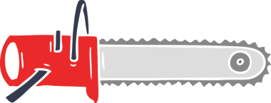 Bir insan tarafından çizilmiş zincir testerenin karikatürü.