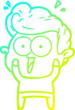 Bir insan tarafından çizilmiş, heyecanlı bir çizgi film çizimi.