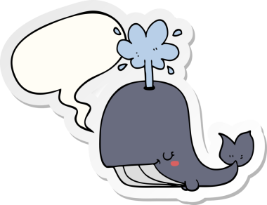 Bir insan tarafından çizilmiş konuşma balonu etiketli bir balina.