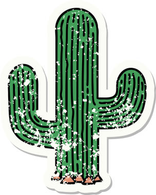 Bir insan tarafından çizilmiş geleneksel bir kaktüs stili yapıştırılmış dövme.