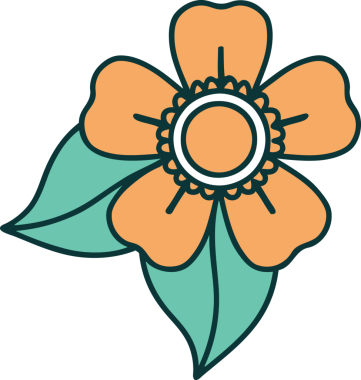 Bir insan tarafından çizilmiş bir çiçeğin ikonik dövme şekli