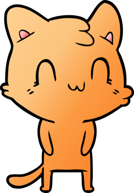 Bir insan tarafından çizilmiş mutlu bir kedi.