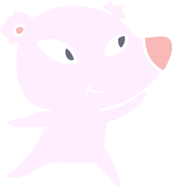 Bir insan tarafından çizilmiş şirin düz renkli çizgi film ayısı.