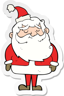 Bir insan tarafından çizilmiş Noel Baba çizgi filminin çıkartması.