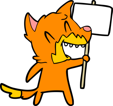 Bir insan tarafından çizilmiş gülen tilki çizgi filmi.