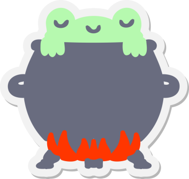 Bir insan tarafından çizilmiş kazan etiketindeki kurbağa.