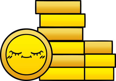 Bir insan tarafından çizilmiş bozuk paranın gölgelenmiş karikatürü