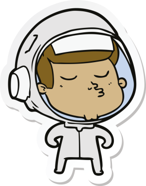 Bir insan tarafından çizilmiş kendine güvenen bir astronotun çıkartması.