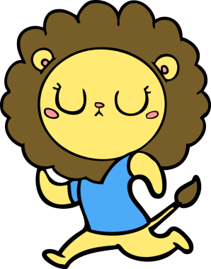 Bir insan tarafından çizilmiş koşu aslanı.