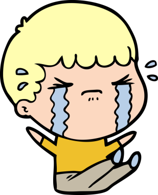 Bir insan tarafından çizilmiş ağlayan çizgi film adamı.