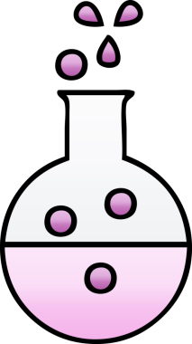 Bir insan tarafından çizilmiş bir kimya tüpünün gölgelenmiş karikatürü.