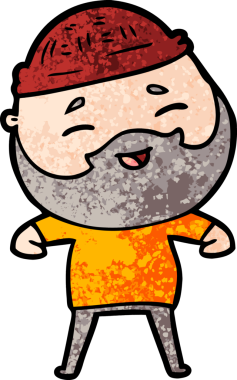 Bir insan tarafından çizilmiş mutlu sakallı bir adam.